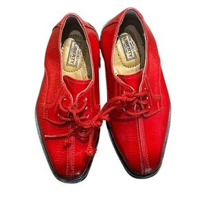Liberty Boys Red Leather Oxford Dress Shoes Size 10 Ring Bearer Wedding